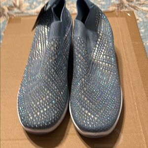 Sparkling Blue Slip-On Women's Shoes